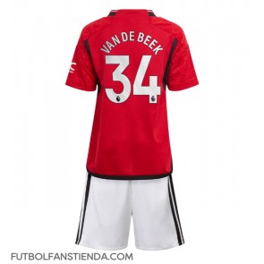 Manchester United Donny van de Beek #34 Primera Equipación Niños 2023-24 Manga Corta (+ Pantalones cortos)